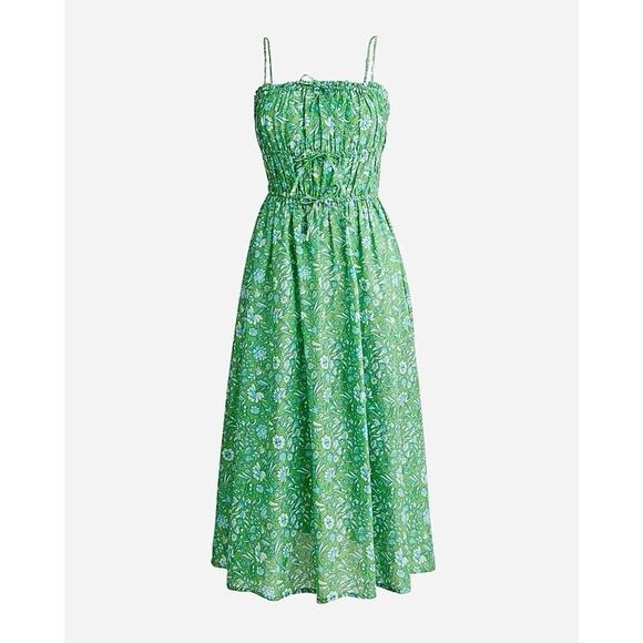J. Crew Dresses & Skirts - J. Crew Women’s Tie Front Voile Cover Up Midi Dress Marigold Blooms Green Size S